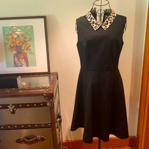 Kate Spade black leopard collar dress